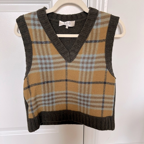Sea New York plaid wool vest, BEAUTIFUL, colour in first picture accurate - Picture 1 of 4